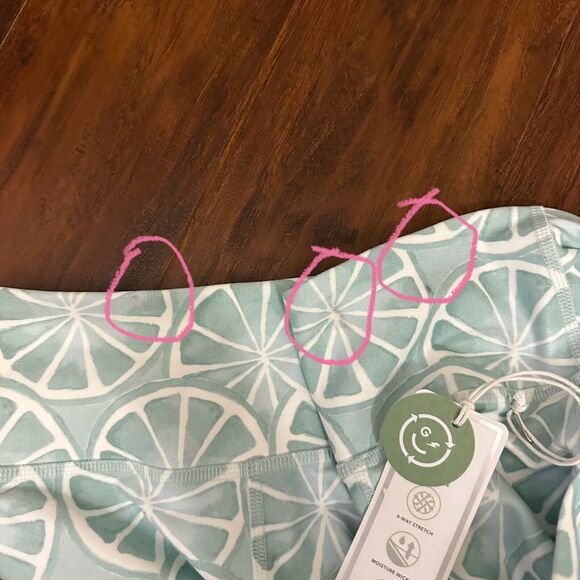 NWT GILLY HICKS Lemon Print Go Recharge High Rise 7/8 Leggings Green Blue - Picture 7 of 15